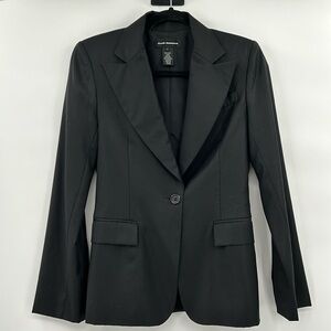 Club Monaco Womens Wool Blazer Jacket Size‎ 2 Black Single Button
